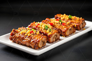 蒜香排骨美食摄影图