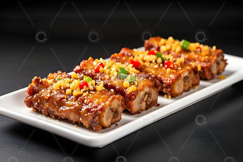 高清大图下载【趣麦麦图】蒜香排骨美食摄影图