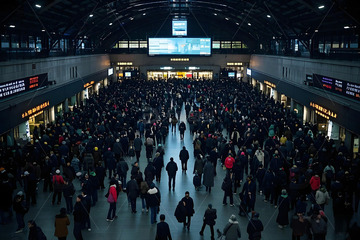 春运车站候车人群摄影图