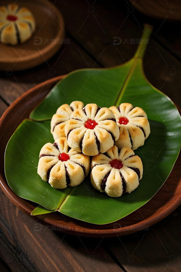 中式枣泥酥点心摄影图