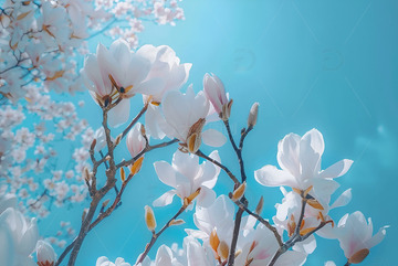 天空下的玉兰花