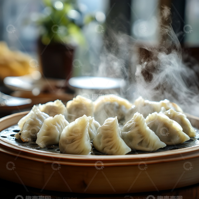 高清大图下载【趣麦麦图】一盘热气腾腾的蒸饺