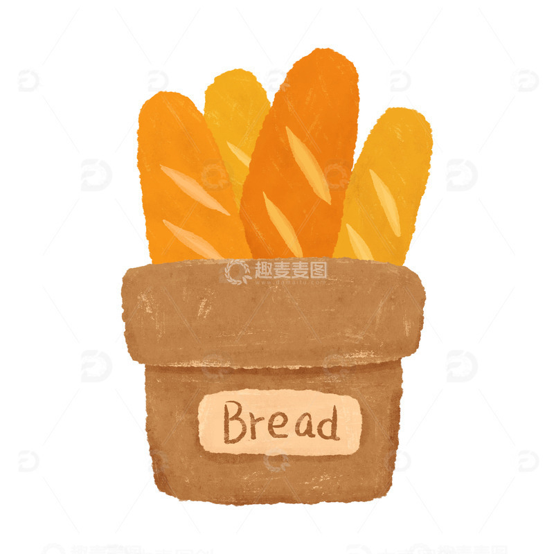 源文件下载【趣麦麦图】手绘面包烘焙肌理插画