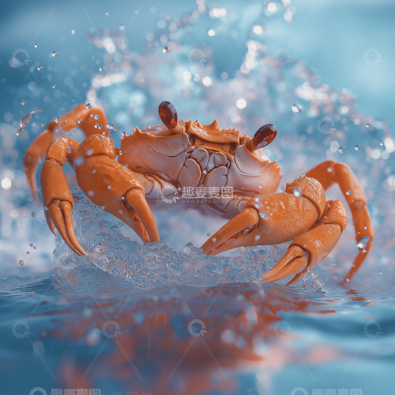 高清大图下载【趣麦麦图】海浪中奔跑的蟹