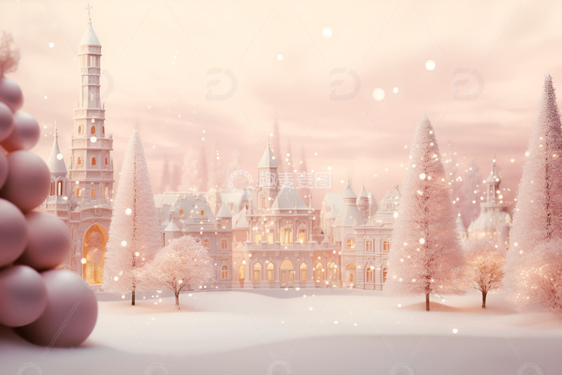 高清大图下载【趣麦麦图】圣诞节雪地松树背景