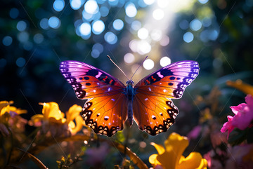 花丛中的彩色蝴蝶