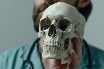 拿着人类头骨的医生