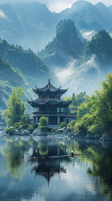 山河湖泊风景背景2