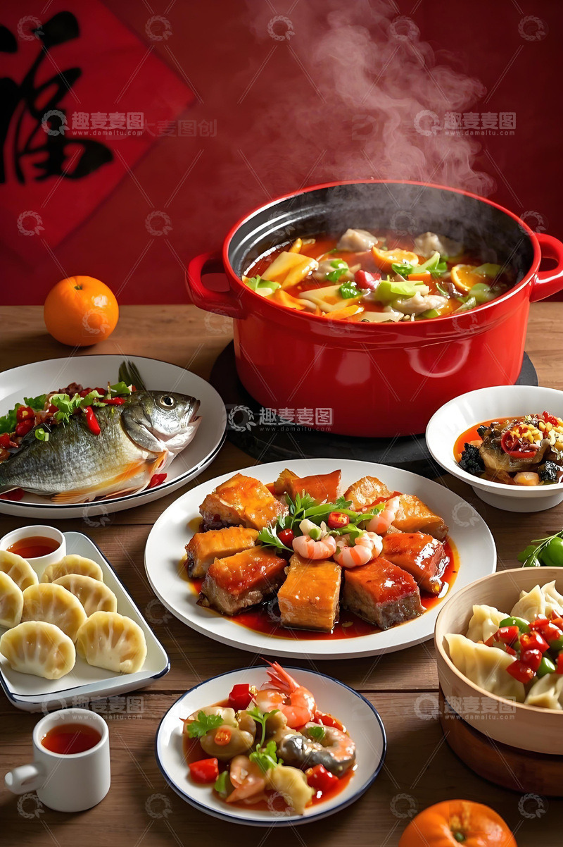 高清大图下载【趣麦麦图】年夜饭美食摄影图