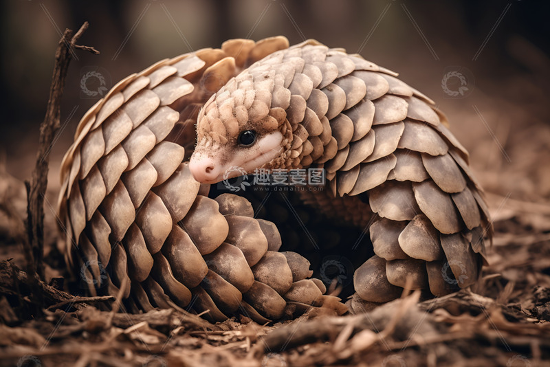 高清大图下载【趣麦麦图】蜷缩的穿山甲