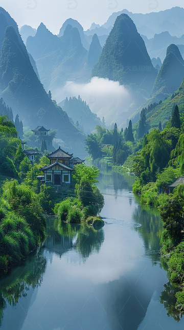 山河湖泊风景背景3
