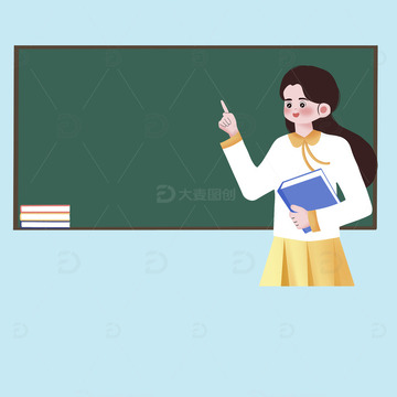 手绘正在教课的女老师