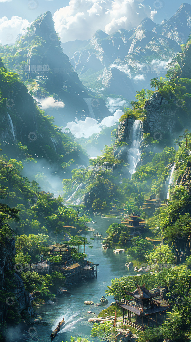 高清大图下载【趣麦麦图】山河湖泊风景背景4