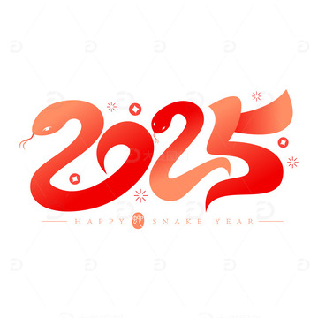红金配色2025蛇年春节数字logo
