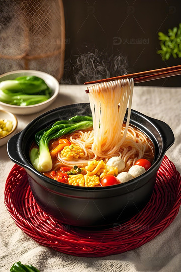 砂锅米线美食摄影图