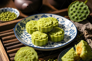 中式茶点绿豆糕摄影图3