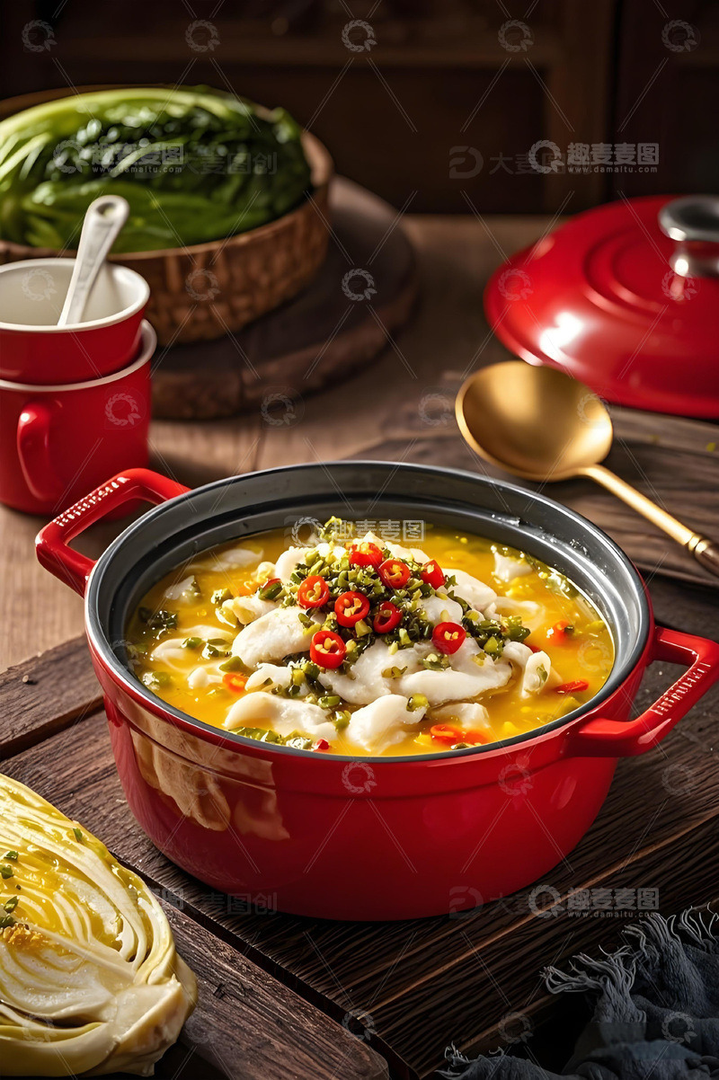 高清大图下载【趣麦麦图】中华美食酸菜鱼摄影图1