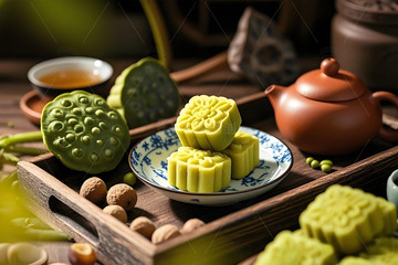 中式茶点绿豆糕摄影图4