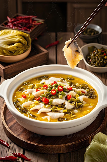 美食酸菜鱼摄影图1
