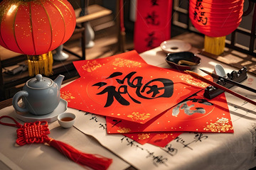 春节毛笔福字摄影图1