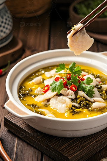 中华美食酸菜鱼摄影图