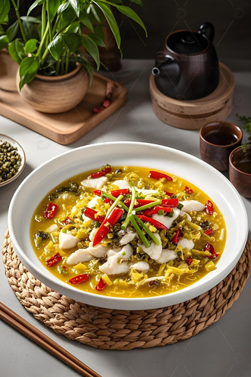 中华美食酸菜鱼摄影图4