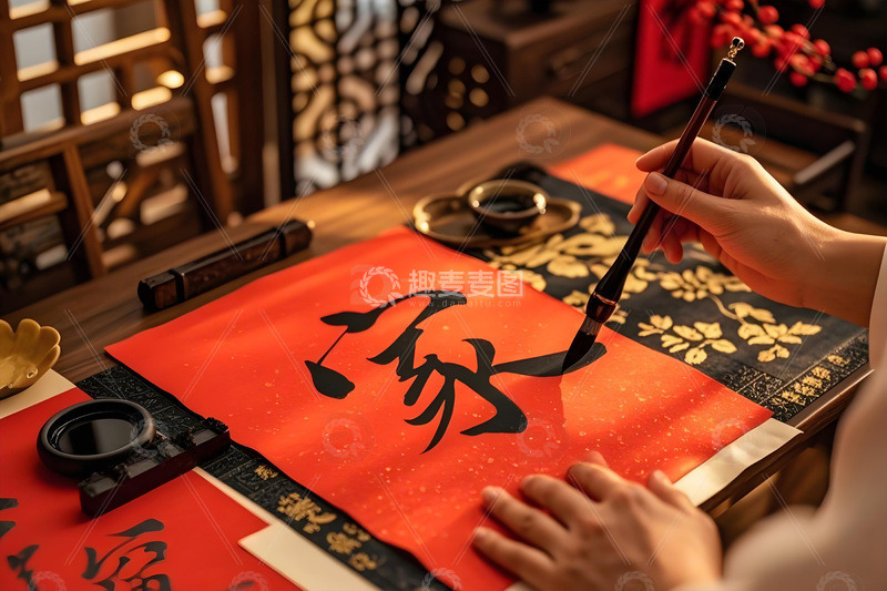 高清大图下载【趣麦麦图】春节毛笔家字摄影图