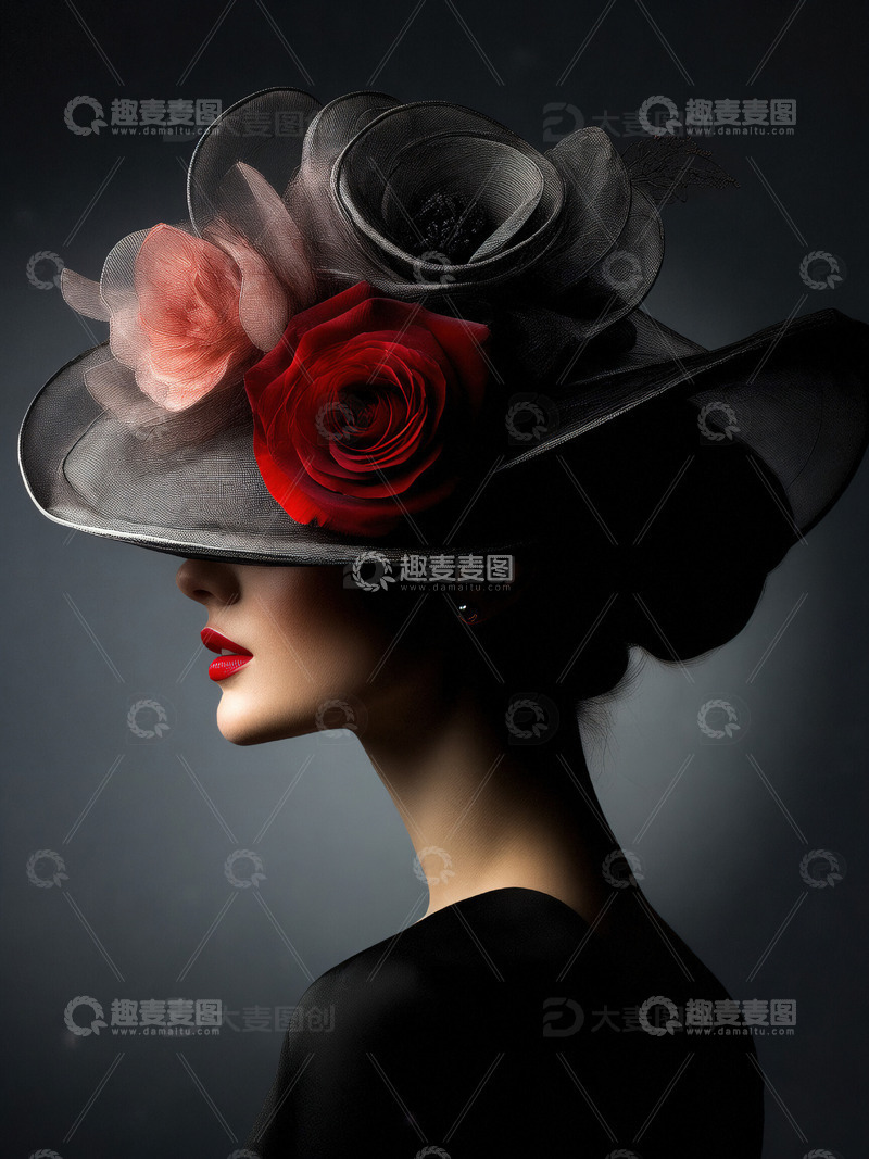 高清大图下载【趣麦麦图】美丽的女士侧影艺术照片