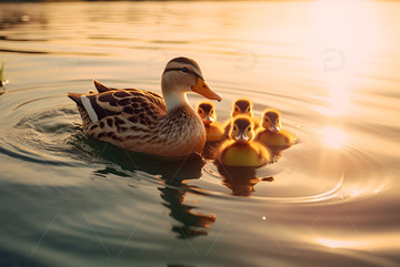 带着小鸭子的鸭子妈妈