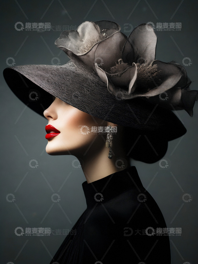 高清大图下载【趣麦麦图】美丽的女士侧影艺术照片1