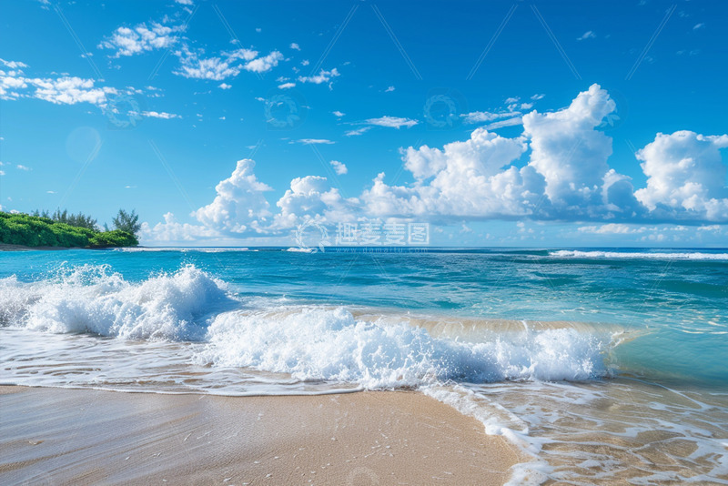 大海沙滩浪花
