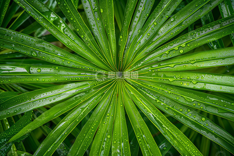 巨大叶子上布满了水珠