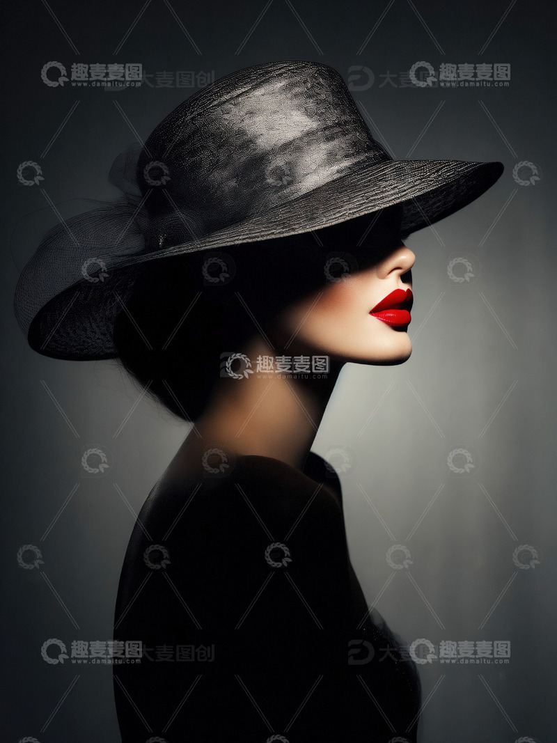 高清大图下载【趣麦麦图】美丽的女士侧影艺术照片4