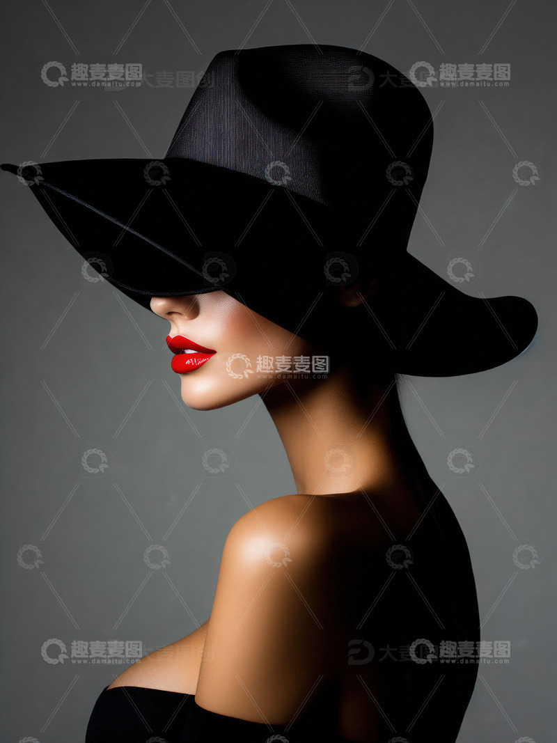 高清大图下载【趣麦麦图】美丽的女士侧影艺术照片18