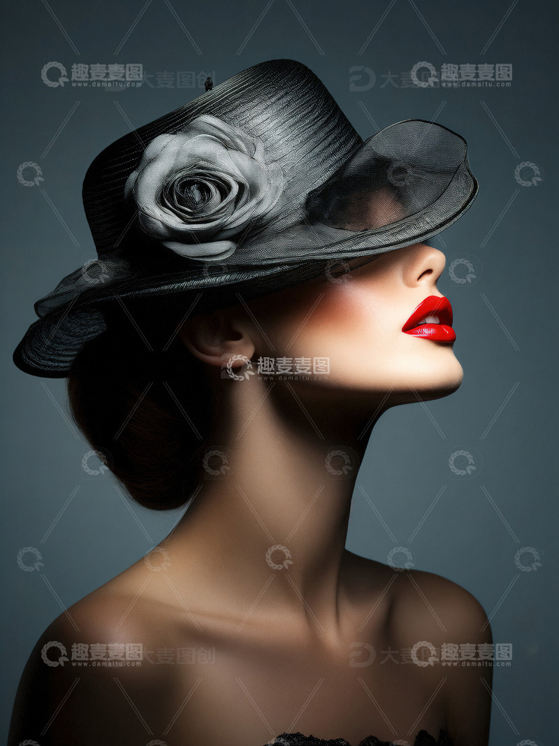 高清大图下载【趣麦麦图】美丽的女士侧影艺术照片3