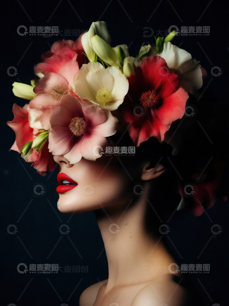 高清大图下载【趣麦麦图】美丽的女士侧影艺术照片12