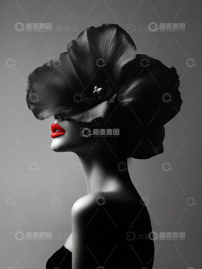 高清大图下载【趣麦麦图】美丽的女士侧影艺术照片15