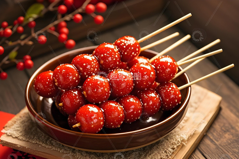 春节冬季糖葫芦小吃摄影图2