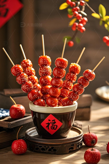 春节冬季糖葫芦小吃摄影图