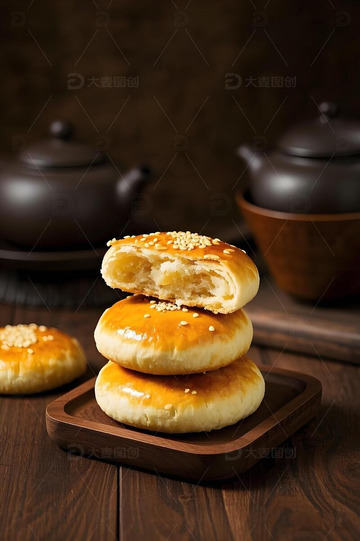 老婆饼中式糕点摄影图2