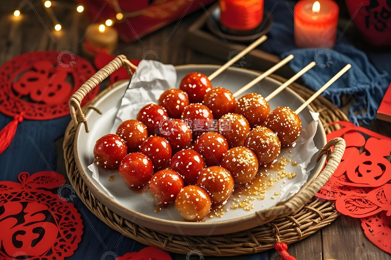 春节冬季糖葫芦小吃摄影图5