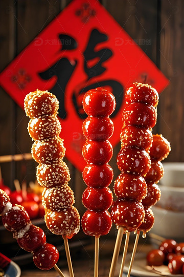 春节冬季糖葫芦小吃摄影图8