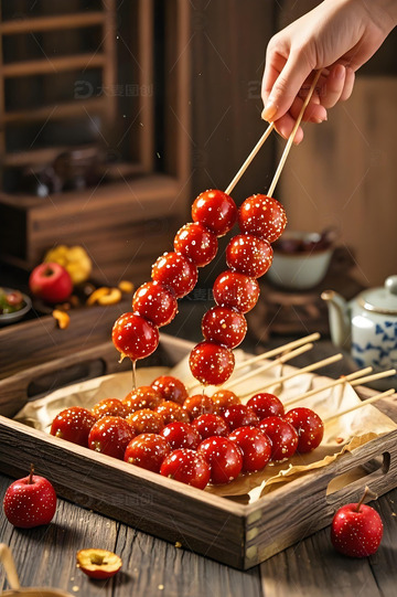 春节冬季糖葫芦小吃摄影图7