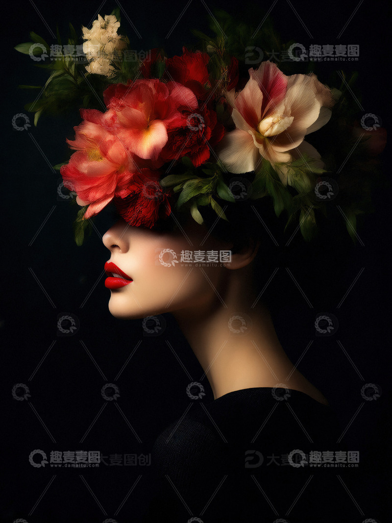 高清大图下载【趣麦麦图】美丽的女士侧影艺术照片14