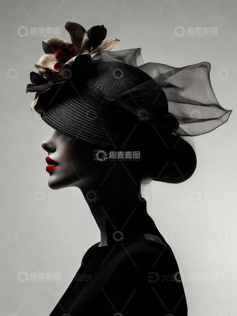 高清大图下载【趣麦麦图】美丽的女士侧影艺术照片2