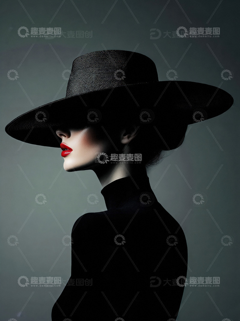 高清大图下载【趣麦麦图】美丽的女士侧影艺术照片16