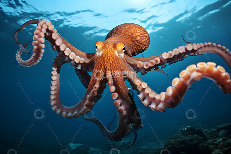 高清大图下载【趣麦麦图】海洋里的一只章鱼