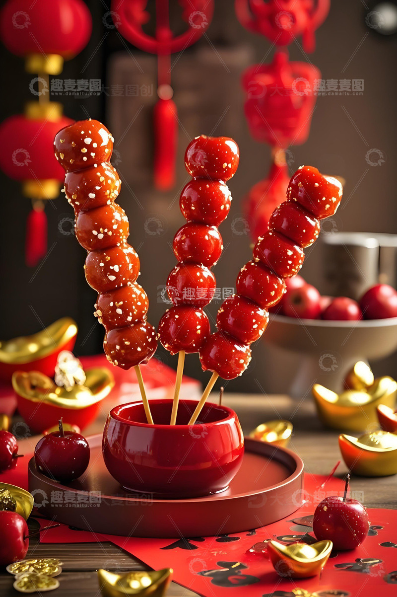 春节冬季糖葫芦小吃摄影图6