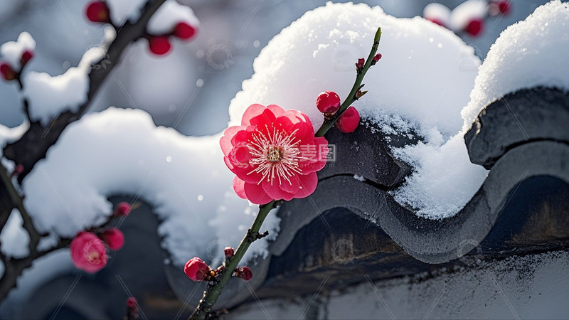 高清大图下载【趣麦麦图】冬季大雪梅花8