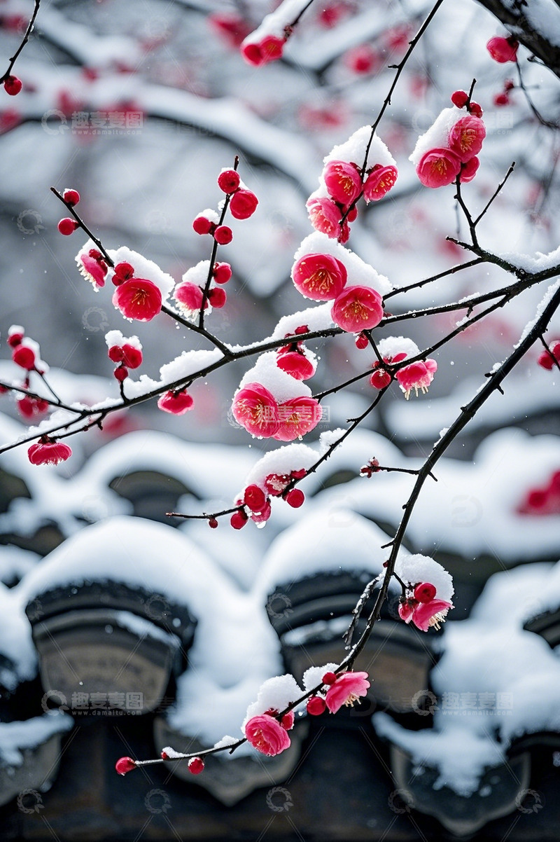 高清大图下载【趣麦麦图】冬季大雪梅花5